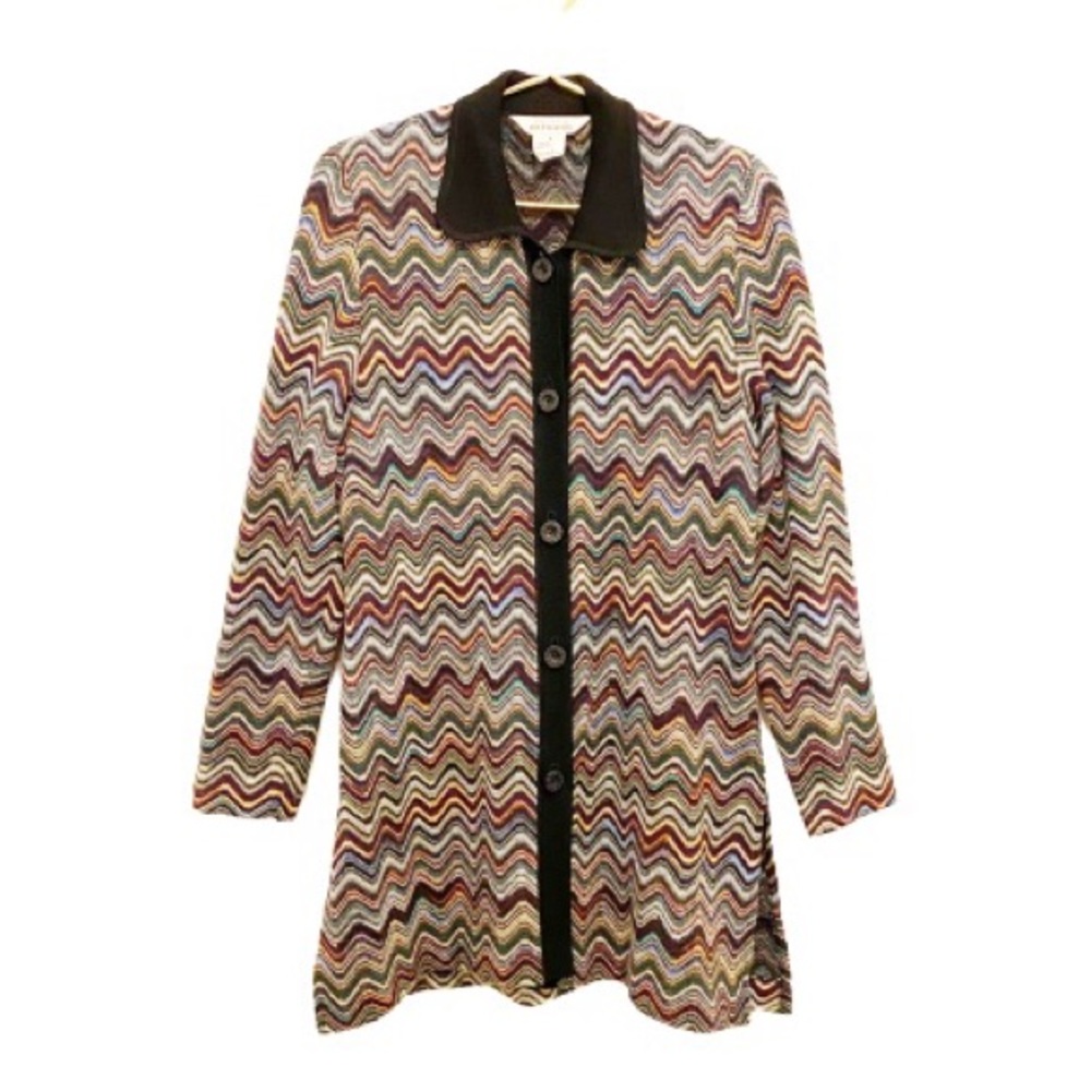 Chevron multicolored dress Misook Zig zag long button down dress “ Missoni “